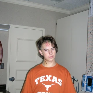 Alex in his Texas shirt at the hospital